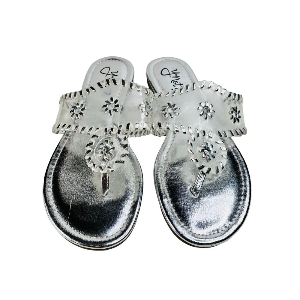 Y. Not? Silver Flat Sandal
